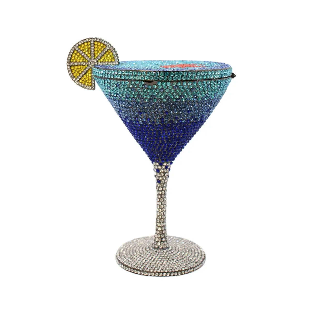 PSBIY Women's Funny Crystal Goblet Shaped Metal Clutch Purse for Holiday Parties and Weddings, Chic, Evening, Party, Crystal Gems, Pu Leather, Cocktail Shape, Elegant, Humor Accent, Diamond Embellished, Fashion-Forward Woman, Glamour Look, Retro, Rhinesto