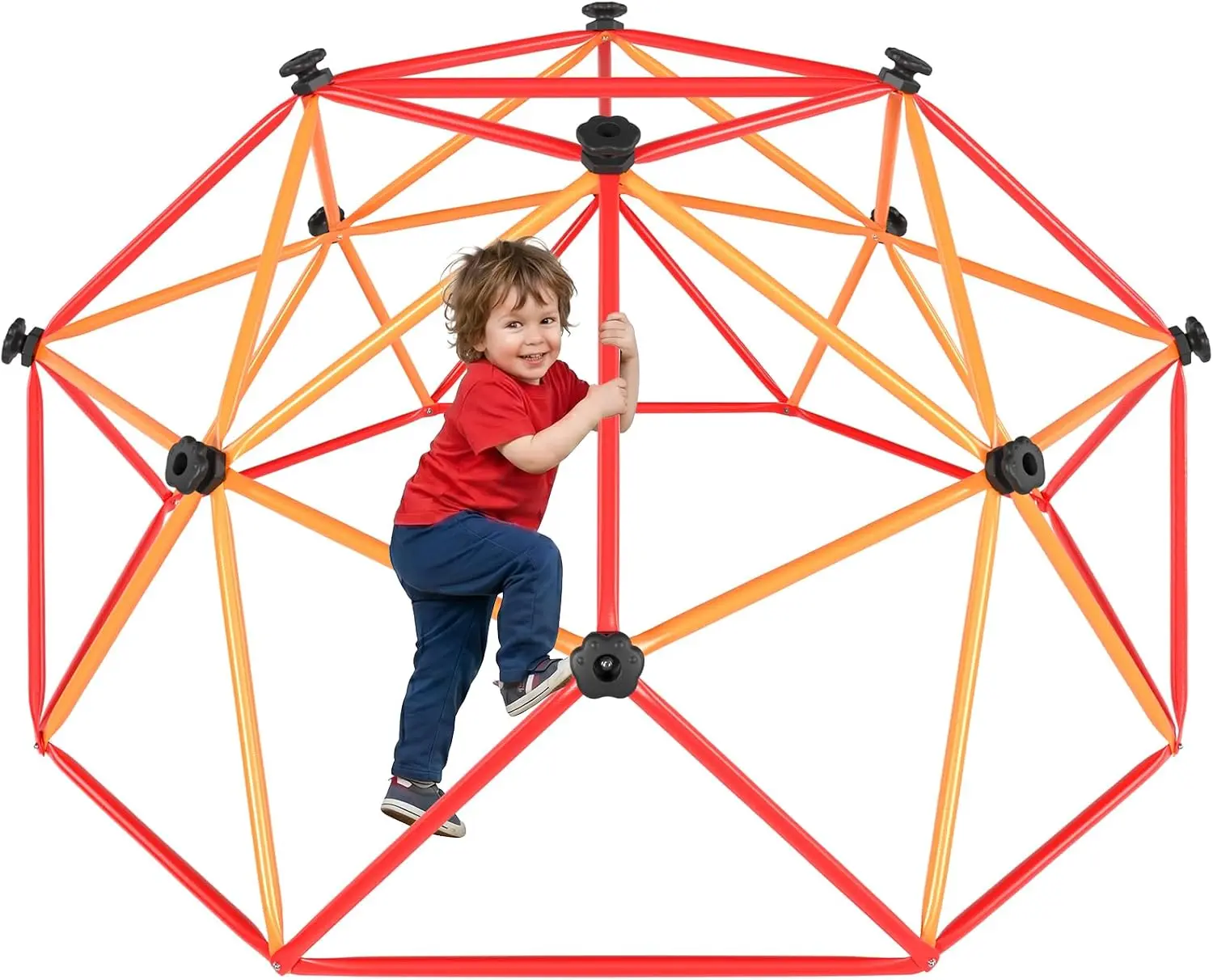 Gardenature 6FT Climbing Dome for Kids 3-8, Jungle Gym for Indoor and Outdoor, Geometric Dome Climber Supporting 440 Lbs Anti-Rust Metal Play Structure, Kids Gift Toys, ASTM Approved, Red & Orange