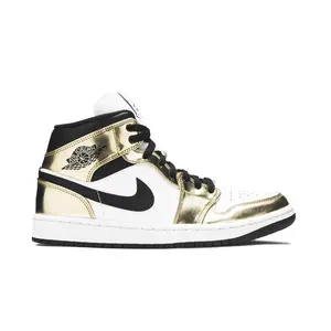 Jordan 1 Mid Metallic Gold Black White DC1419-700 Youth Authentic Shoes Footwear Sneaker Trainer Comfortable Walking Fashion Trending Gift
