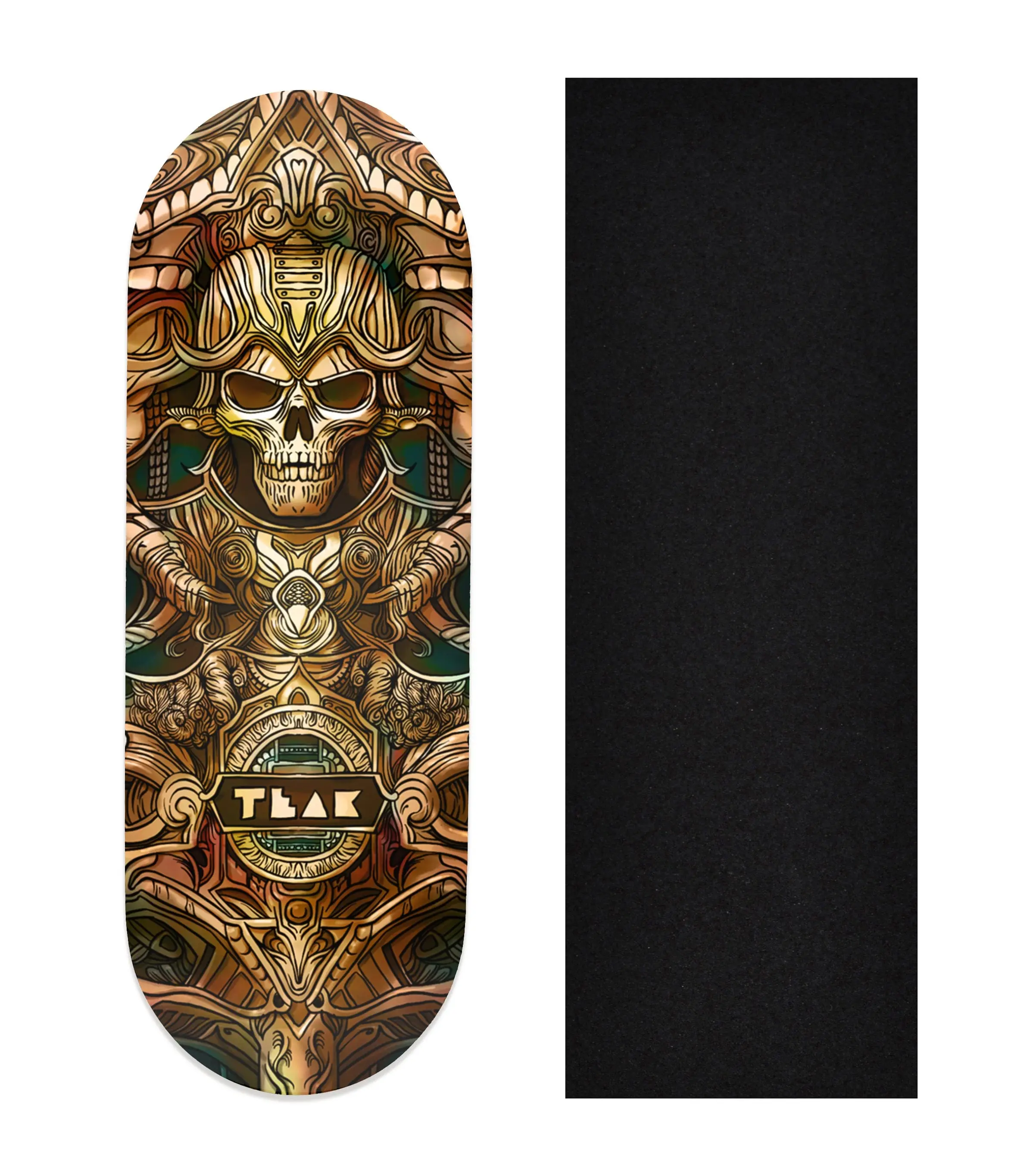 Heat Transfer Graphic Wooden Fingerboard Deck, "Ancient Ruins"