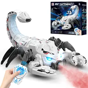 Remote Control Electric Mechanical Scorpion Toy, Spray Mist, Cool Flashing Lights and Music, 360° Rotation, Interaction, Suitable for Kids over 3 Years, Indoor Outdoor Play, Safety