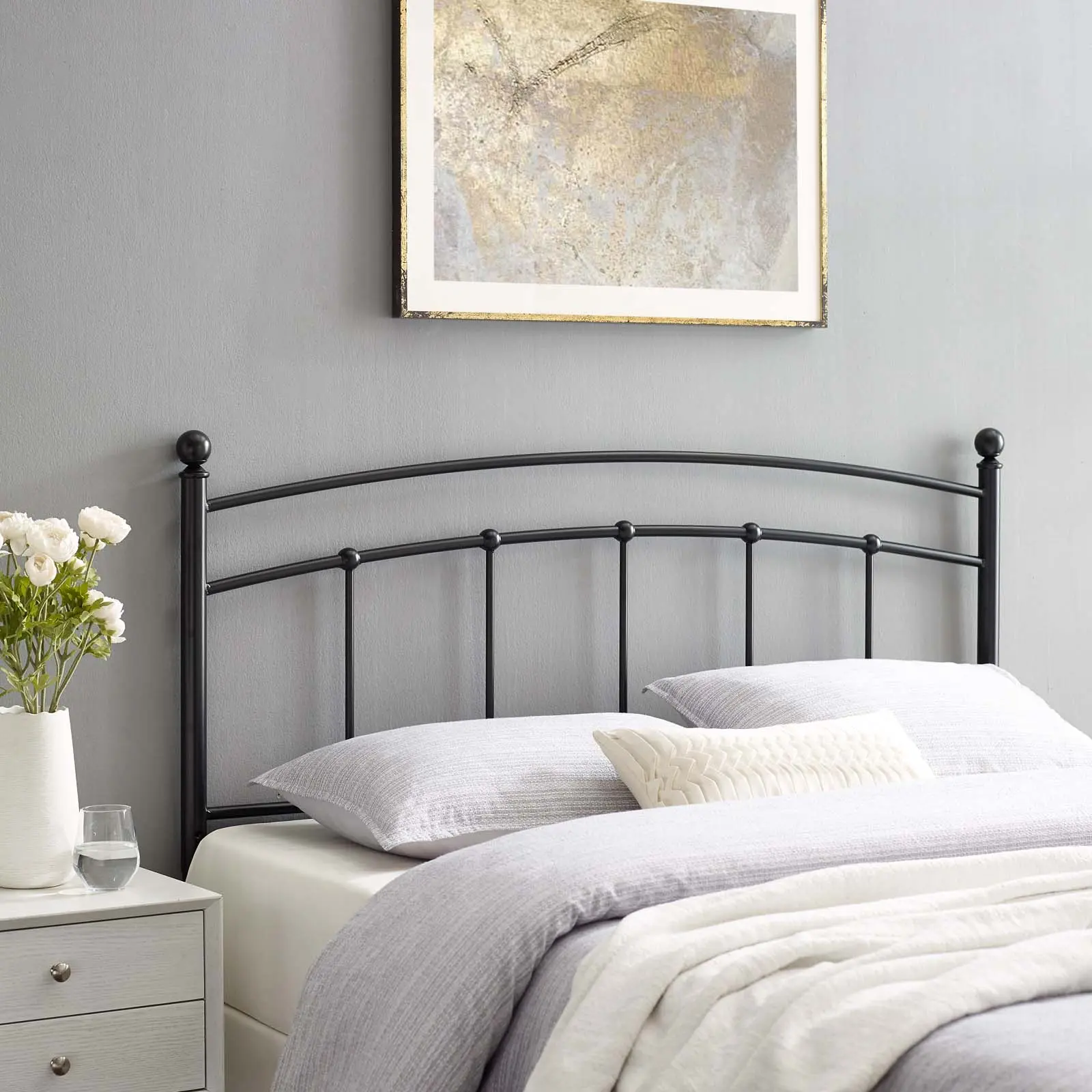 Modway Abigail Full Metal Headboard in Black
