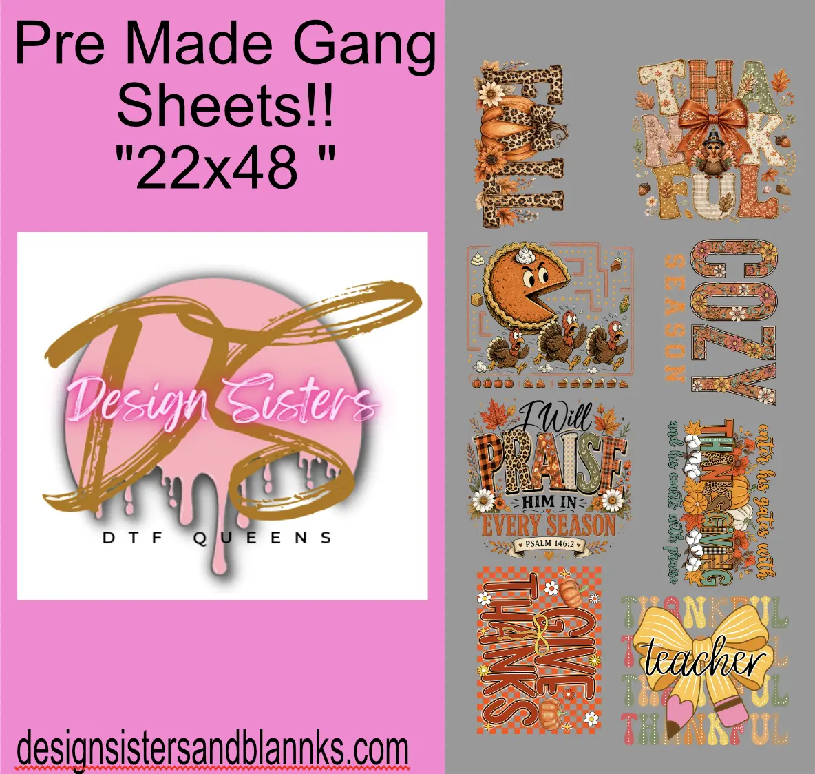 22x48 Fall DTF Transfers Volume 1  DTF Gang Sheet Transfer