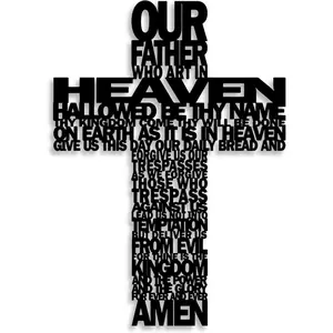 Metal Cross Wall Decor - Rustic Farmhouse Decor Black Prayer Text Cross Wall Art Home Decor for Living Room, Bathroom, Bedroom, Dining Room, Office, Church