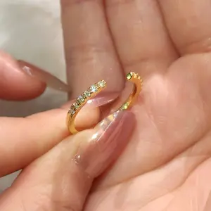 S925 Sterling Silver Adjustable Open Stackable Moissanite Ring-291(50%)