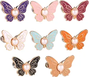 Loose Jean 8pcs Butterfly Pants Waist Tightener Detachable Alloy Butterfly Jean Buttons Clips No Sew No Tools Women Jeans Waist Adjuster Decorative Metal Pins for Loose Jeans 8Colors