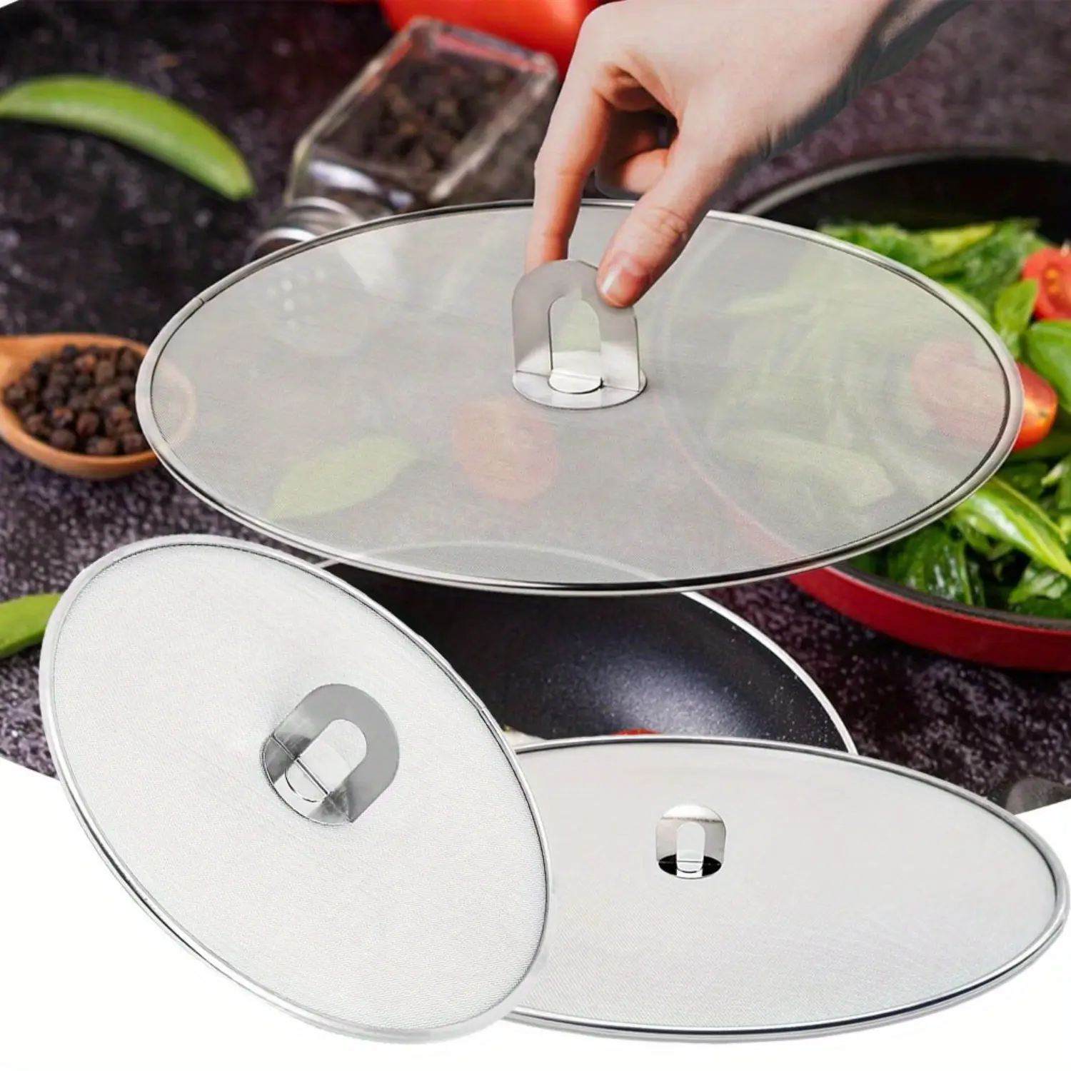 Stainless Steel Grease Splatter Screens for Kitchen - 2-Pc Durable Oil Splatter Guard Set, 13” Large and 10” Small Shields, Fits Most Pan Sizes