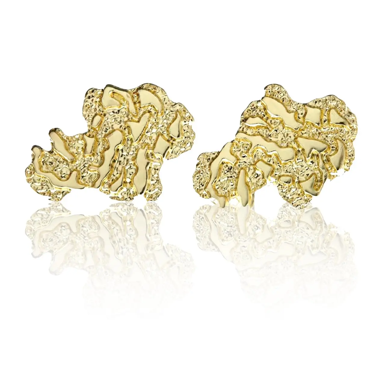 Gold Nugget Earrings for Men - 14K Gold Plated 925 Sterling Silver, Earrings for Sensitive Ears, Moissanite, Gleaming Gift Choice