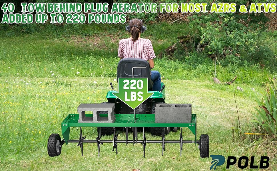 40” Tow-Behind Lawn Aerator – Universal Hitch, Durable Steel, Pull-Behind for Garden & Farm