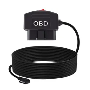 OBD2 OBD Power , OBD to Type C USB OBDII Adapter 11.6-36V to 5V/3A Dash Cam Hardwire Kit with  & Low  Protection for  Parking Mode Dashcams(11.5FT/3.5M) (Right Angle)