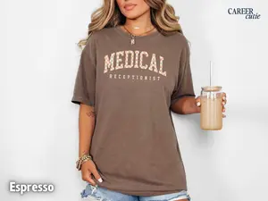 Medical Receptionist Shirt, Comfort Colors® Medical Receptionist tshirt, Retro Checkered Medical Reception Shirt, Patient Registrar Cotton Top