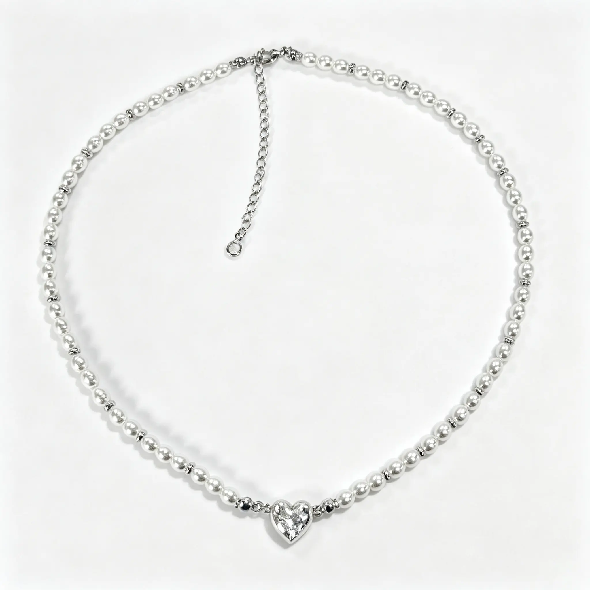 Luvia Jewelry "Magnetic Love" Pearl Choker Birthday Gift Accessory Day Gift Summerwins Free Kiss Jewelry Front Closing Silver Heart Pendant  Y2K Aesthetic Beaded Necklace  Meaningful Birthday Gift for Daughter Bestie