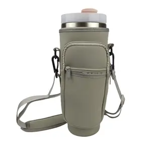Water Bottle Carrier Bag with Phone Pocket for Stanley Cup 40 oz, Water Bottle Holder Adjustable Strap Stanley Cup Accessories