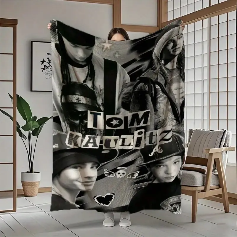 Thom Kaulitz Patterned Flannel Soft Cozy Blanket - All-Season Warm, Blanket for Couch, Ideal Gift for Home Use, Suitable for Beds and Offices