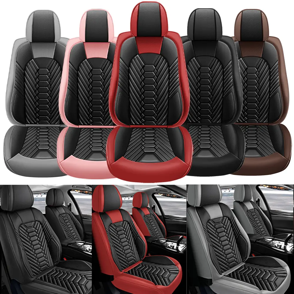 Arespark Nappa Leather Car Seat Covers Full Set, 40/60,50/50 Spilt Non-Slip Car Interior Covers Universal Fit for Nissan /Honda /Civic /CRV /Hrv /Kia /Sorento /Toyota /Corolla /4Runner /Camry /Hyundai