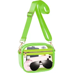 Clear Bag Stadium Approved, Leather Clear Crossbody Purse Bag for Concerts  Events Festivals