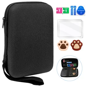 6 IN 1R36S Accessories Set Console Controller Accessories Carrying Bag for R36S Game Console Screen Protector Tempered Glass Film For R36S With Joystick Cover Thumb Grip Cover Cap