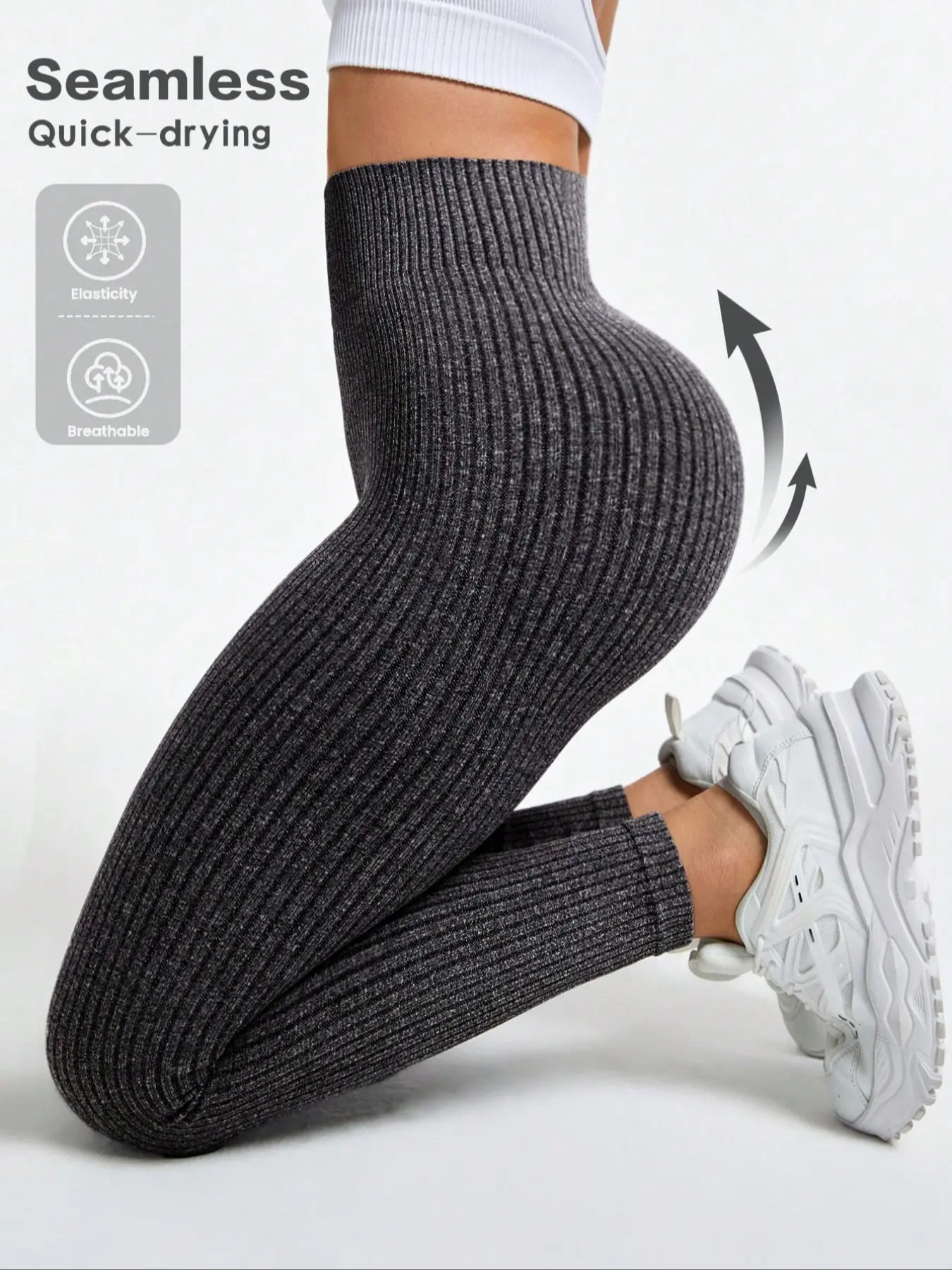 Seamless Knitted High Waisted Butt Lifting Women's Sports Tight Pants, Running Hiking Outdoor Fitness Elastic Abdominal Control Yoga Pants, High Waist Leggings, High Waisted Sportswear