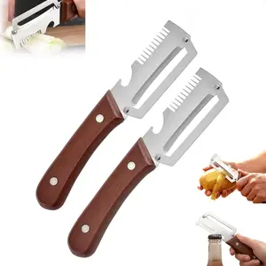 【Summervibes】Multi-Functional Vegetable Peeler for Kitchen, Ultra-Sharp Stainless Steel Blade with Wooden Handle and Bottle Opener, For Vegetables or Fruits that Need to Be Peeled (2 Pcs)