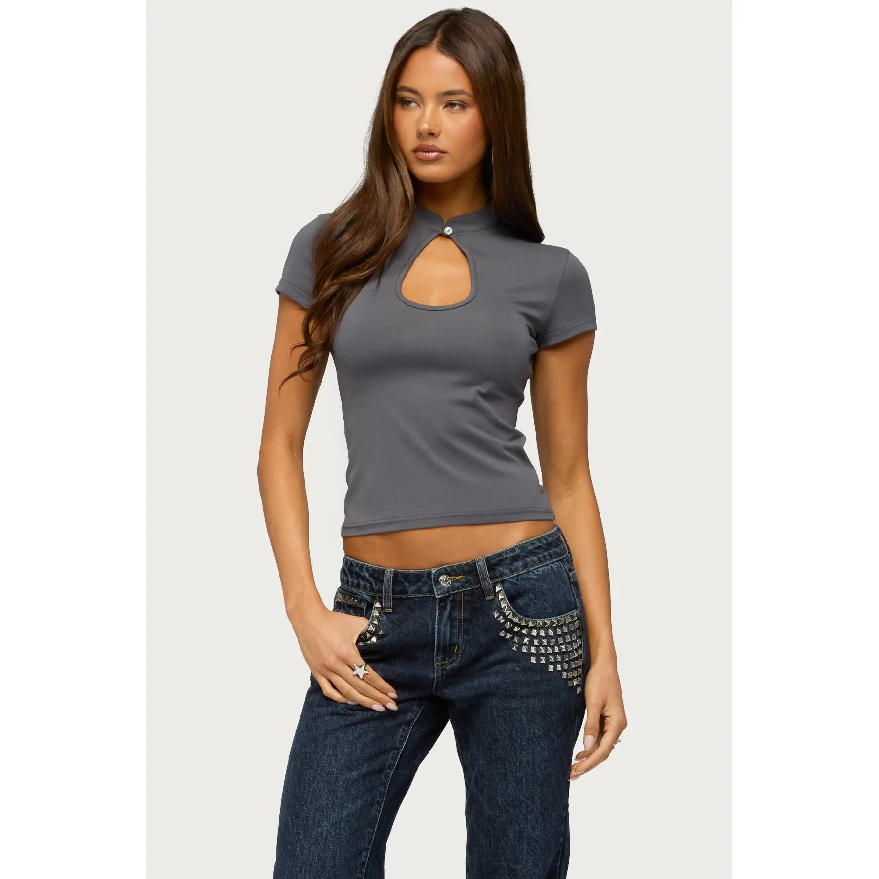 Magnus High Neck Keyhole Top