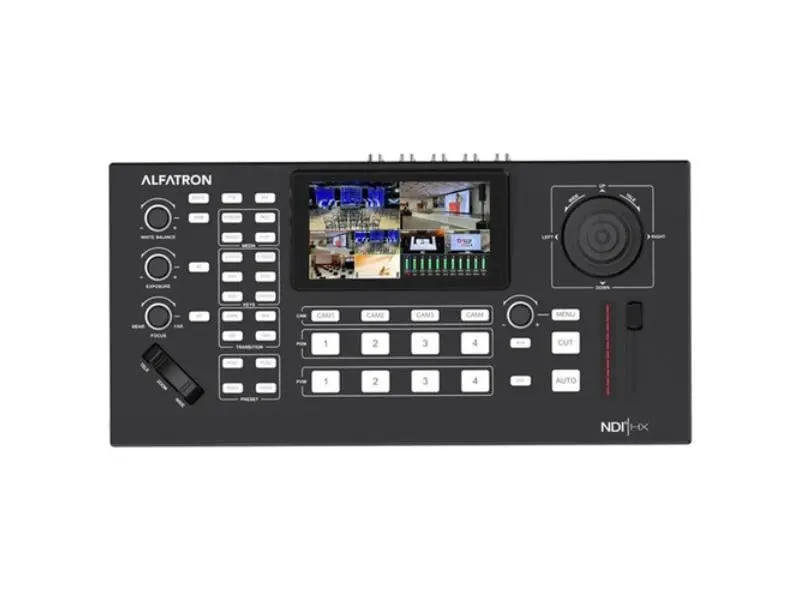Alfatron ALF-VM-52 Professional Digital Quad Camera Video Switcher Mixer - Local Connection, 4 HDMI Inputs, Stereo Audio Support, LCD Display, Streaming Recording Capability, Remote Control (Conference Office Equipment)