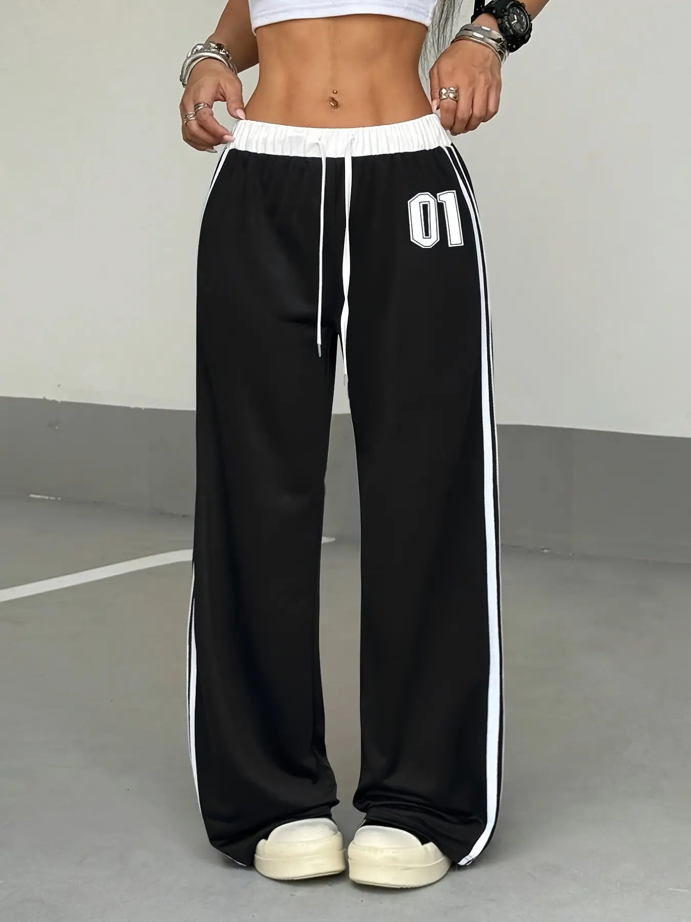 Women's Casual Spring/summer Digital Print Belt Patchwork Sport Street Retro Style Lazy Sports Pants, Casual Athletic Pants, Comfortable and Stylish