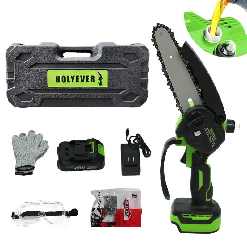 Holyever 6 Chainsaw with 2 Batteries,Portable Electric Chainsaws Cordless,Handheld Pruning Shears for Tree Branches,Courtyard,Household and Garden Gi