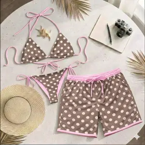 [Hot Summer 2026] - Couple Matching Beach Set – Polka Dot Bikini & Hawaiian Shorts