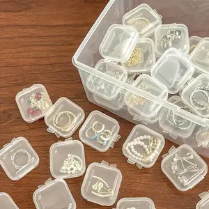 20 Pcs Square Plastic Storage Boxes with Lids, Dustproof Small Container for Beads Earrings Jewelry Crafts, Portable Organizer for Home Bedroom Sewing Supplies