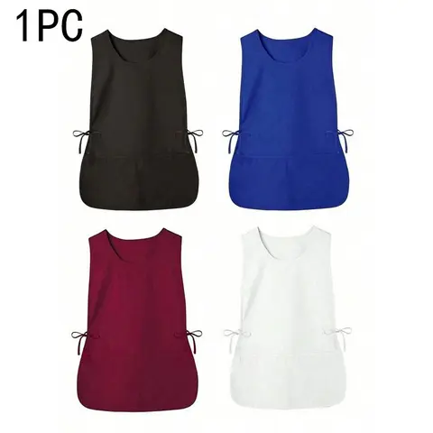 Women's Apron with Large Pockets, Adjustable Side Straps, Multifunctional Vest, Easy Cleaning Apron, Kitchen Cooking Aprons for Kitchen, Cleaning, Painting, Bathroom, Home, Barber Shop, Work Apron