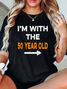 Unisex 100% Cotton I’m With The 50-Year-Old Easy-Matching Halloween Costume T-Shirt Birthday Party Tee