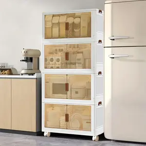 50cm 2-3-4-5 layer Plastic Storage Box Organizer, Stackable Storage Box, Covered Storage Box, Storage Container Organizer for Kitchen, Bedroom, Living Room, Study, Office, Foldable Storage Box, Saving Space