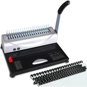Binding Machine, 21-Hole, 450 Sheets, Comb Binding Machines with 1 Box Comb Bindings Spines, Comb Binder for Letter Size, A4, A5 Paper
