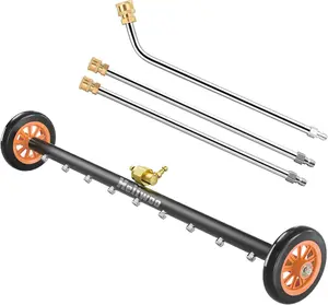 Heliwoo Pressure Washer Undercarriage Cleaner,30 Inch Undercarriage Washer,Hydraulic Powered Under Car Cleaner with 3 Straight Extension Wands,4000PSI