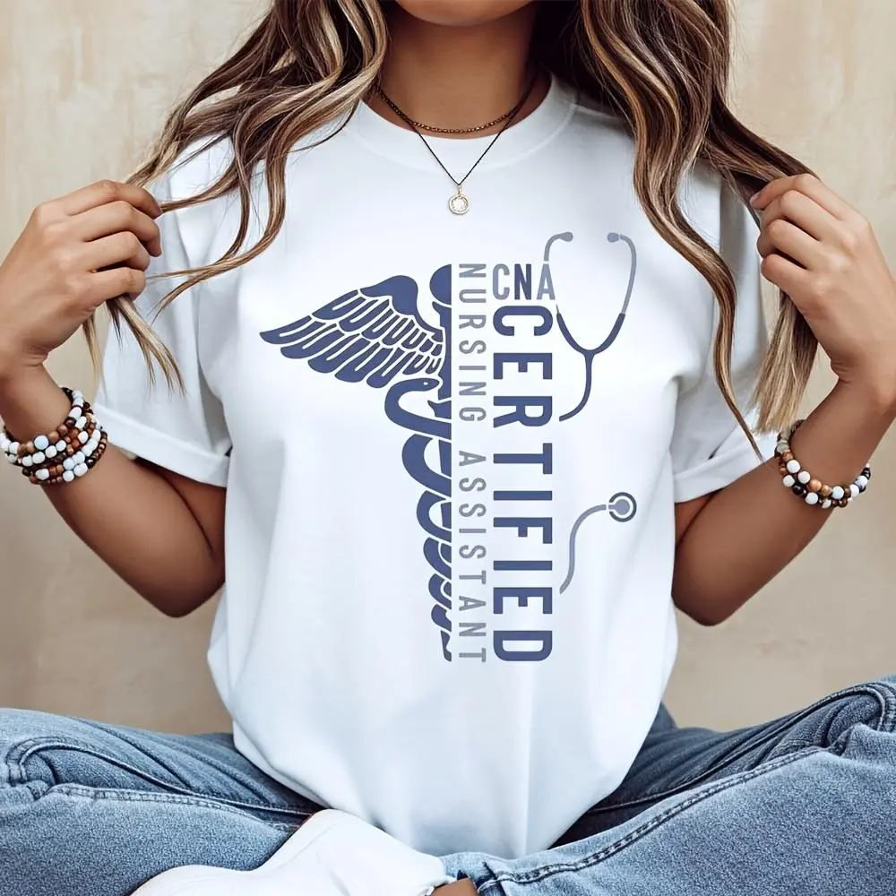 Certified Nursing Assistant Cna Stethoscope Wing Print, T-Shirt, Medical Nurse Career Gift, Hospital Work Wear