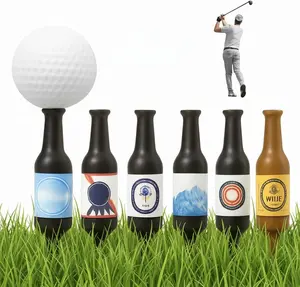 6PCS 3.9" x 0.5" Beer Bottle Golf Tees Handmade Virtually Unbreakable Recyclable Durable Novelty Gift for Men Golfers Bachelor Parties Stable Ball Placement