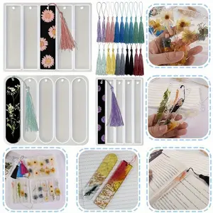 1Set Bookmark Kit 20 Tassel Additions,Including Resin Molds for Bookmarks, Small to Medium Rectangular Shapes, Suitable for Making Decorations with Epoxy Resin, Resin, And Plaster