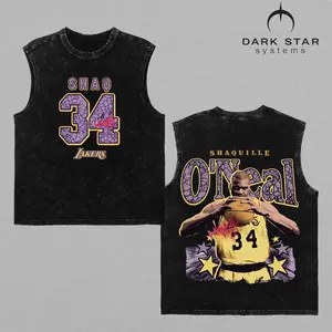 (Tank top shirt) Acid Washed "Shaquille O'Neal 34 " T-Shirt, Retro Bootleg Basketball Streetwear Shirt Fan Gear, Game Day Outfit, Gift For Basketball Fans