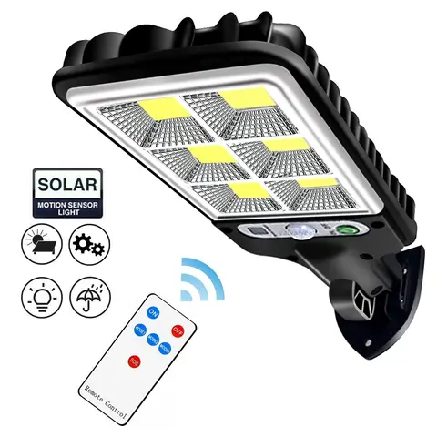 LED Solar Motion Sensor Flood Lamp - Waterproof Solar Security Lighting, Remote 3 Modes, 16.4ft Motion Sense, Wireless, Auto On/Off, Rechargeable Lithium Ion PC Plastic, Wall/Pole Mount, Outdoor Light for Yard, Gardens, Decks (Home Improvement)