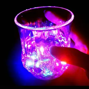 Liquid Activated LED Flash Crystal Cups Multicolor Water Activated Glowing Tumblers with Auto Light Up for Bar Party Decor 2 Pack