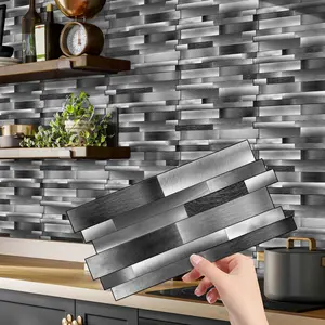 (12pcs/24pcs/48pcs) Peel and Stick Faux Marble Wall Tiles, Marble Pattern Wallpaper, PVC Waterproof Wall Stickers, Suitable for Kitchen, Bathroom Countertops, Walecorative Stickers, 4.72 inches X 9.68 inches