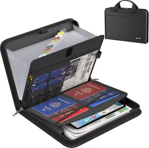 File Organizer,Fireproof Expanding File Folder with Multi Pockets,13 Pockets Document Organizer with Handle & Labels,Portable Home Travel Safe Storage Folder for Letter A4 Files