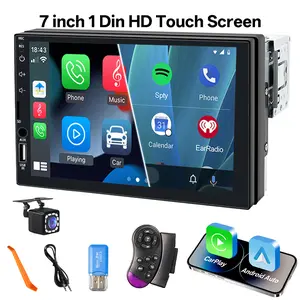 7 inch 1 Din Car Stereo with CarPlay & Android Auto, HD Touch Screen Car Radio, Bluetooth5.0 MP5 Player, Support Backup Camera, Universal In-Dash Car Audio Receiver