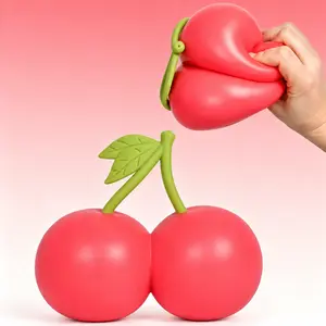 Cherry Squishy Squeeze Toy Unscented Stress Relief Fidget Toy for Kids Teens Desk Classroom Party Favors