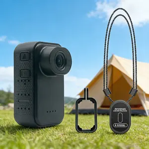 1080P Mini Portable Action Camera 120° Wide-Angle Glass Lens 1.47-inch HD IPS Display Magnetic Neck Strap Mount Ideal for Security Patrols, Travel, and Outdoor Cycling Compact Dual-Camera System