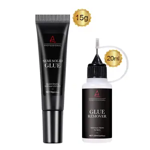 Arichris Newly Upgraded Quick Drying 15g Semi Solid Nail Glue with 20ml Remover for Press On Nails Tips No Need for UV Lamp Long Lasting Fake Acrylic Nails Kit Glue Gel
