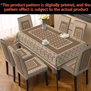 JIT, 2D Flat, New Tablecloth & Chair Cover Set (a combination of tablecloth and chair covers) for home dining chair decoration, geometric digital print, suitable for home decor in restaurants, living rooms, hotels, etc.