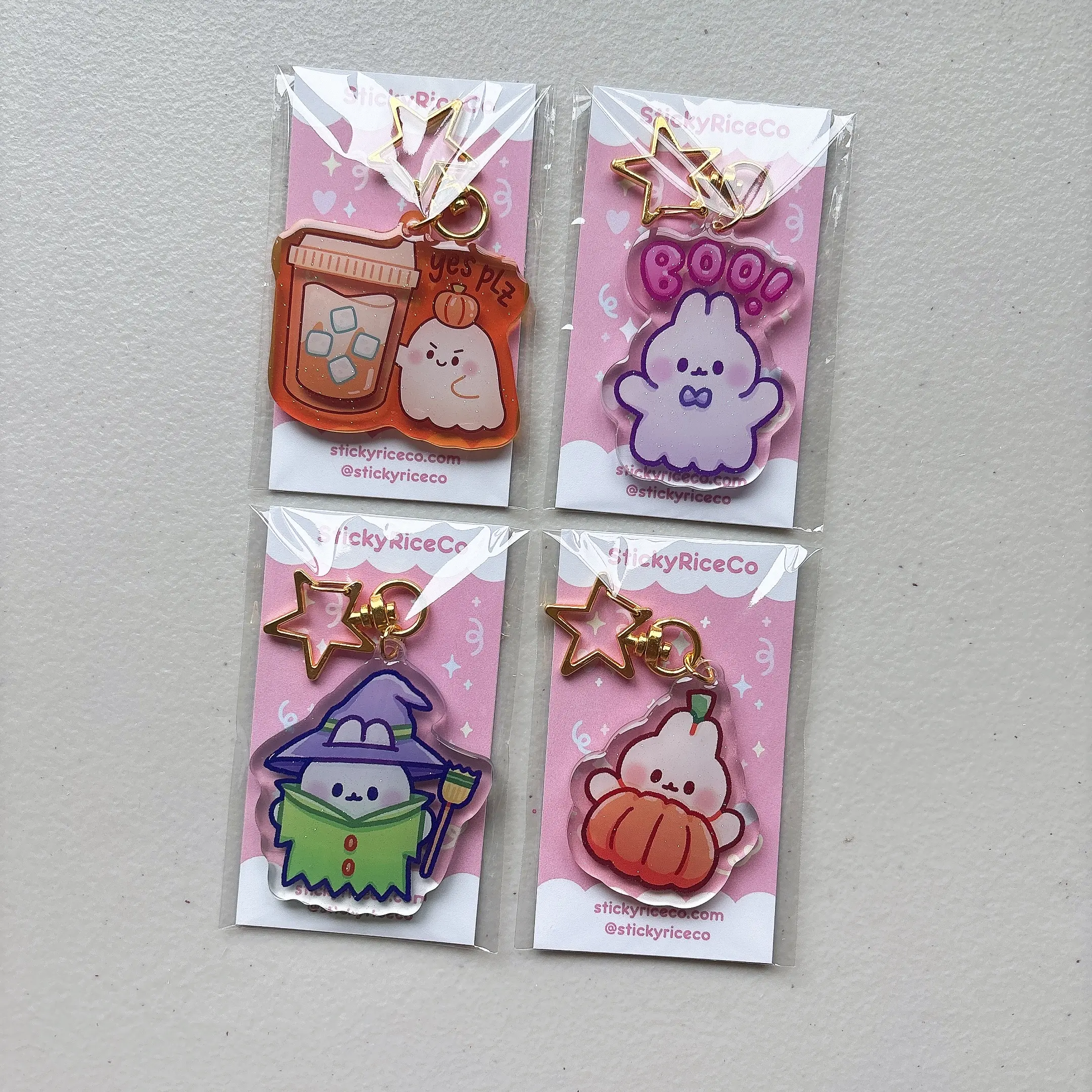 StickyRiceCo Halloween 2024 Cute Glitter Acrylic Keychains