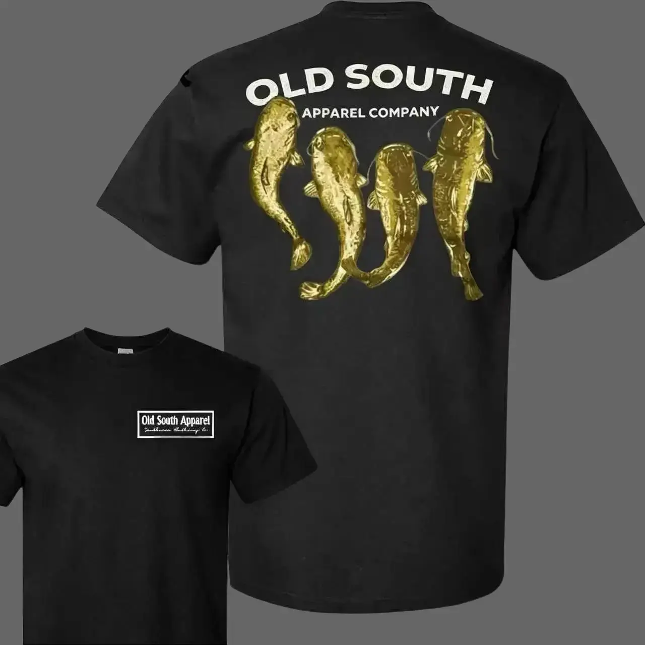 Old South Apparel Company T-Shirt – Old South Apparel Company with Four Catfish Fishing Theme, Perfect for Southern Fishing Lovers and Outdoor Lifestyle Fans, Unisex T-Shirt for Men and Women Casual Menswear Soft Top Jeans Love Red Shorts Street Style