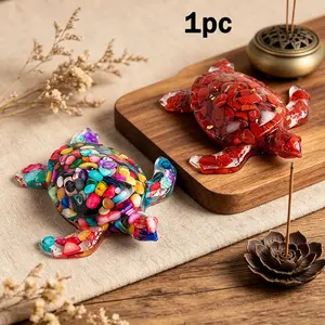 Natural Crystal Sea Turtle Statue, Reiki Healing Stone Tortoise Figurine, Feng Shui Amulet Sculpture, Home Office Desktop Ornament, Spring Garden Decoration